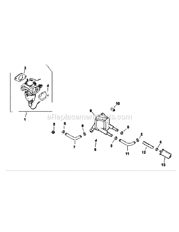 Cv25-69558 Fuel System Diagram and Parts List for M60-KH 53AB5BAX150-25-HP Cub Cadet Lawn Tractor